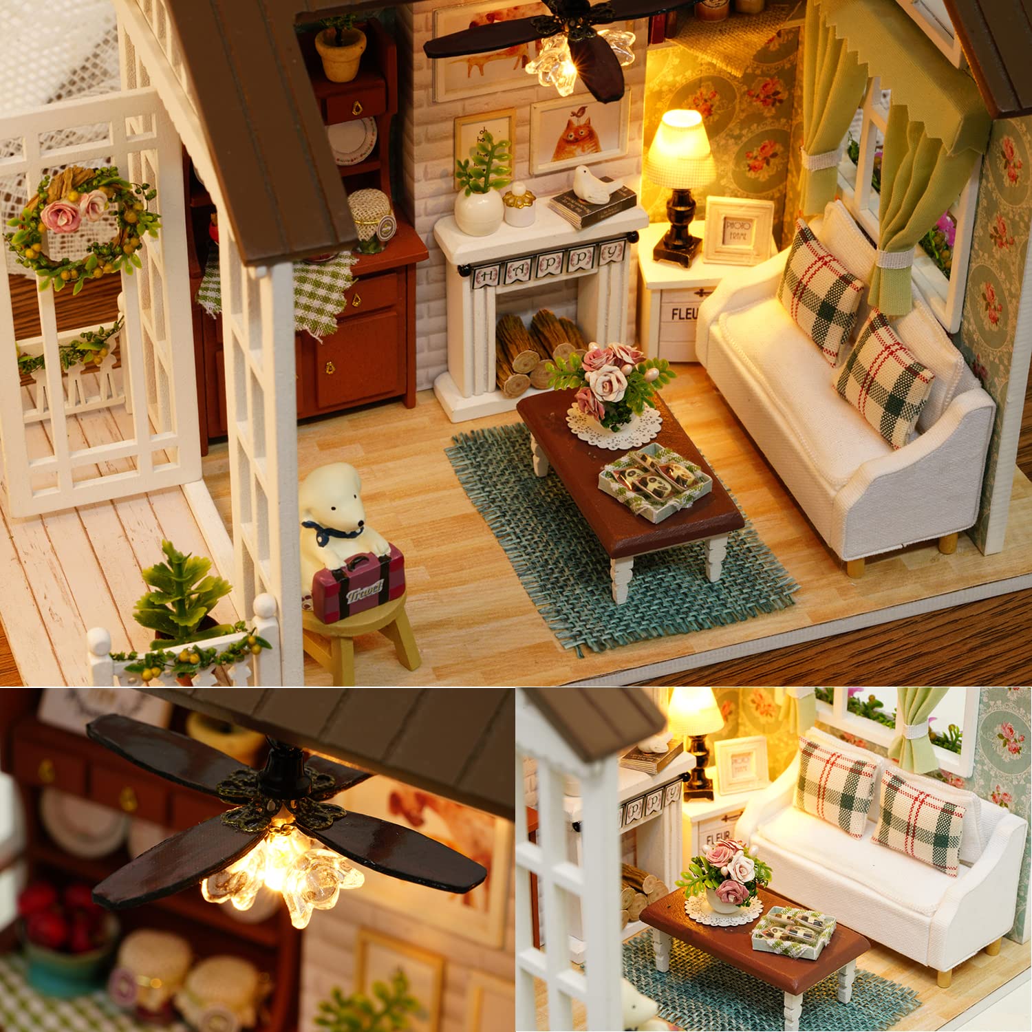 TuKIIE DIY Miniature Dollhouse Kit detailed wood work and tiny fittings.