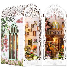 TuKIIE DIY Book Nook Flower House Kit assembly for a cozy shelf display