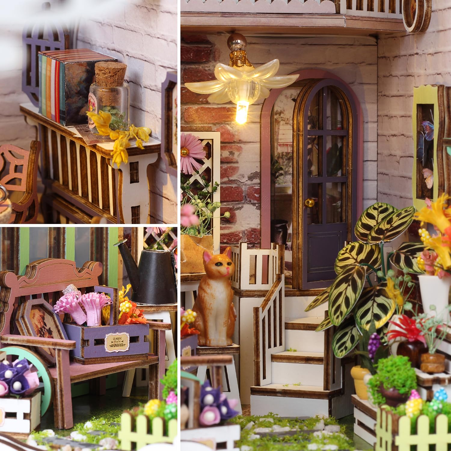 TuKIIE Miniature flowers and gardening tools decorate the scene