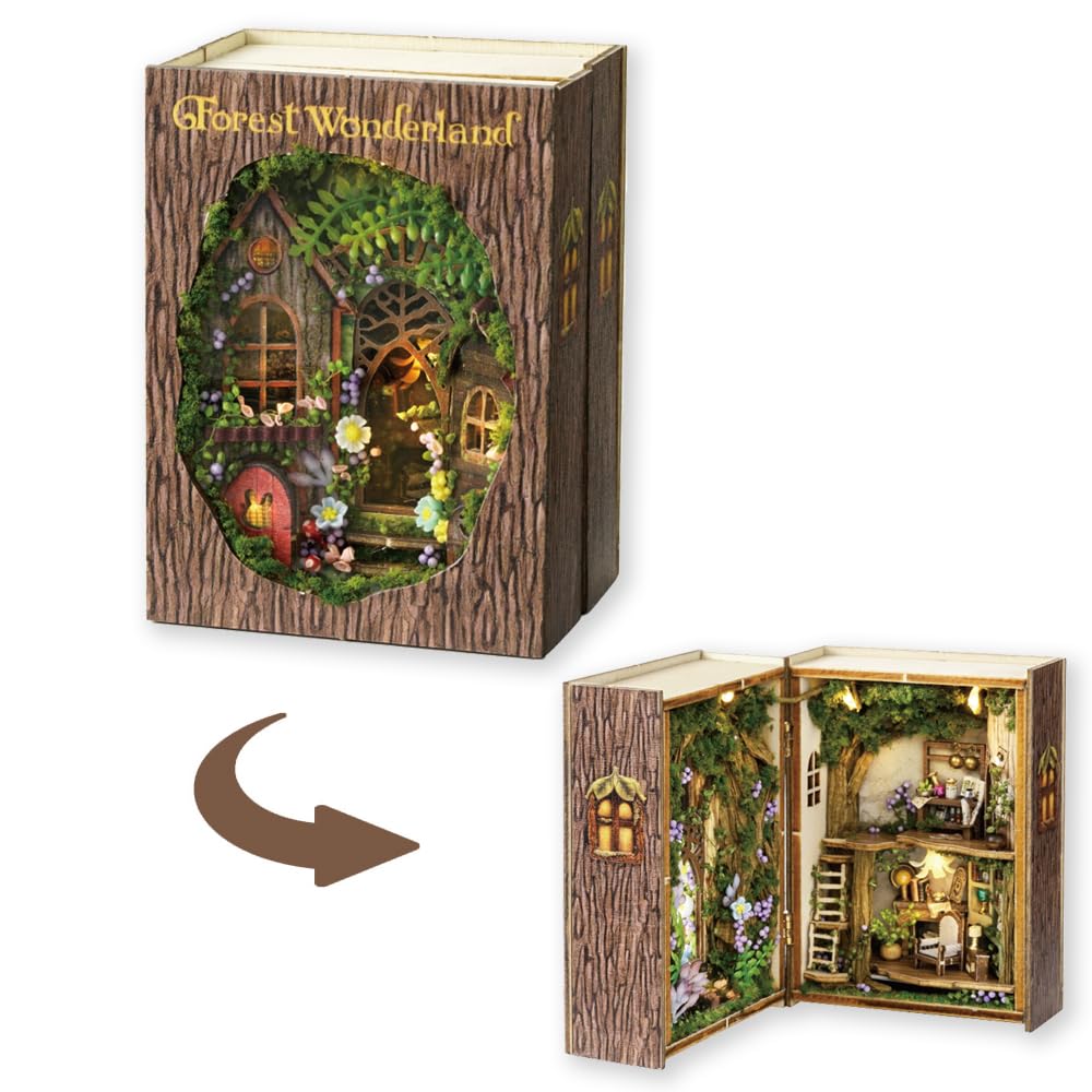 TuKIIE Forest Wonderland front view dollhouse in compact 1:32 scale for shelves.