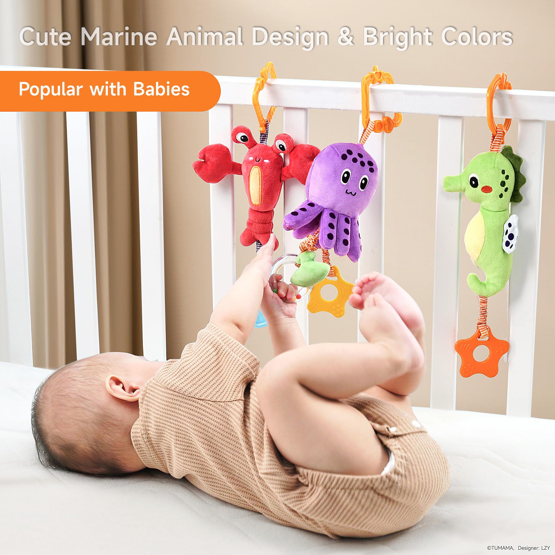 TUMAMA Kids marine octopus toy with rattle engages auditory senses and playtime
