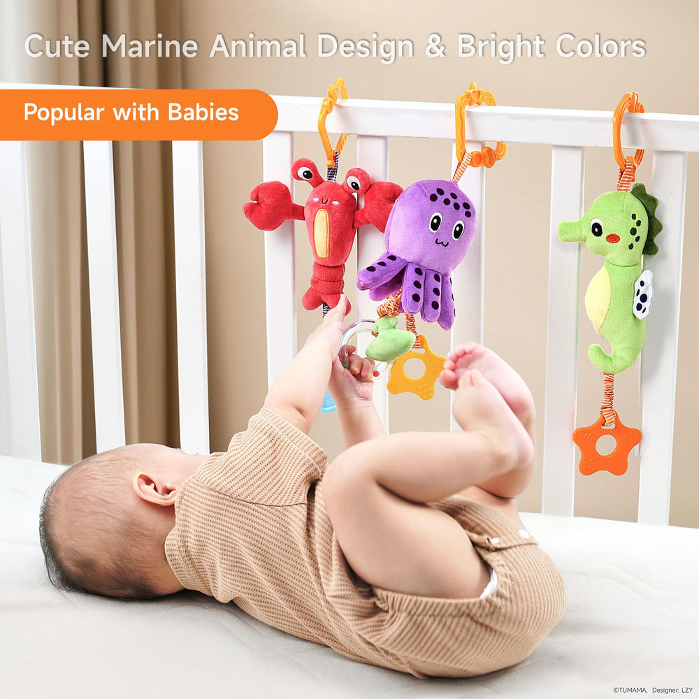 TUMAMA Kids marine octopus toy with rattle engages auditory senses and playtime