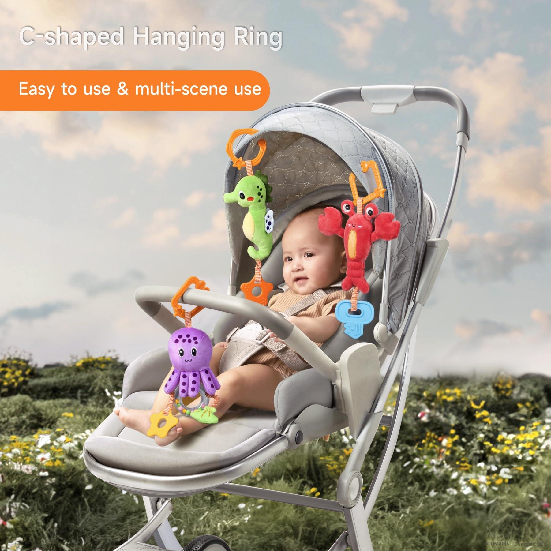 TUMAMA Kids rattle toy emits gentle sounds to invite baby reach