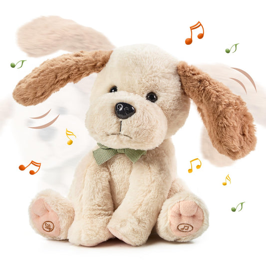 TUMAMA KIDS baby animated plush dog performing dance moves for joyful playtime.