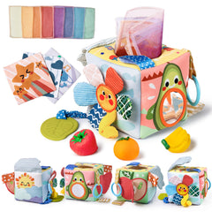 TUMAMA Kids soft tissue box toy for gentle tactile play and teether use
