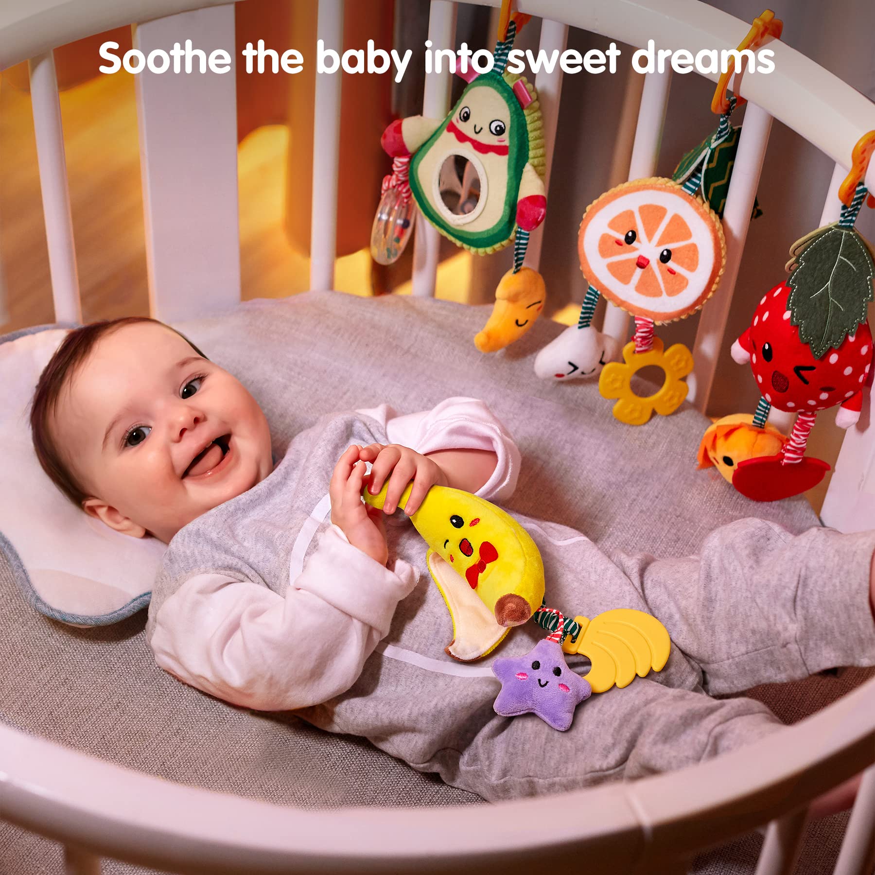 TUMAMA Kids banana fruit rattle with peeling motion engages tiny hands