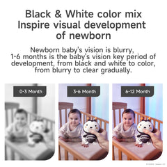 TUMAMA Kids black and white bee rattle captures attention and encourages grasping.