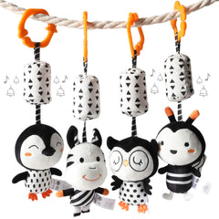 TUMAMA Kids black and white zebra rattle stimulates visual tracking and auditory awareness.