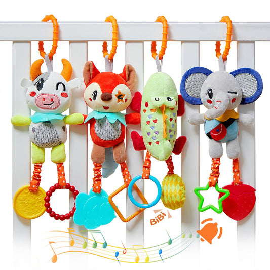 Tumama Kids crib hanging fox toy boosts visual attention with high-contrast colors.