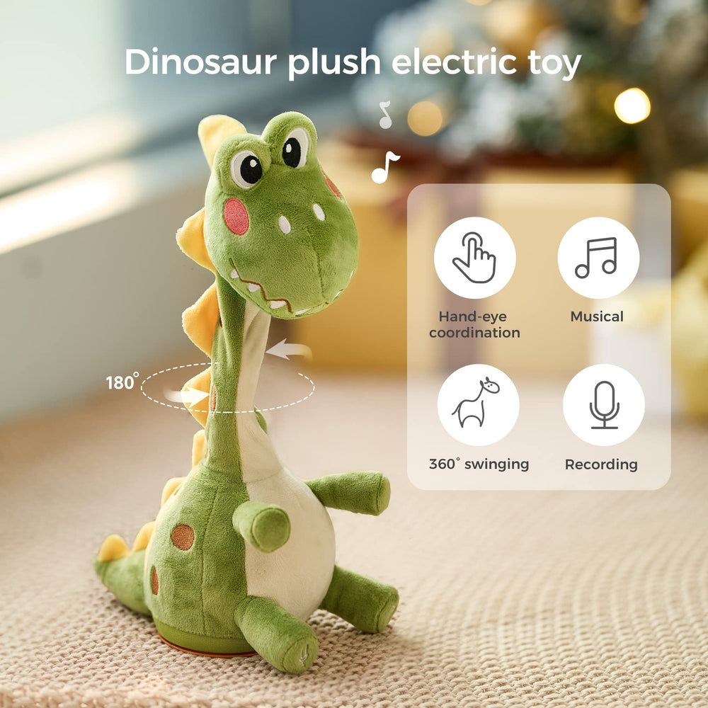 TUMAMA KIDS Dinosaur Dancing Toy side view showing safe plush material