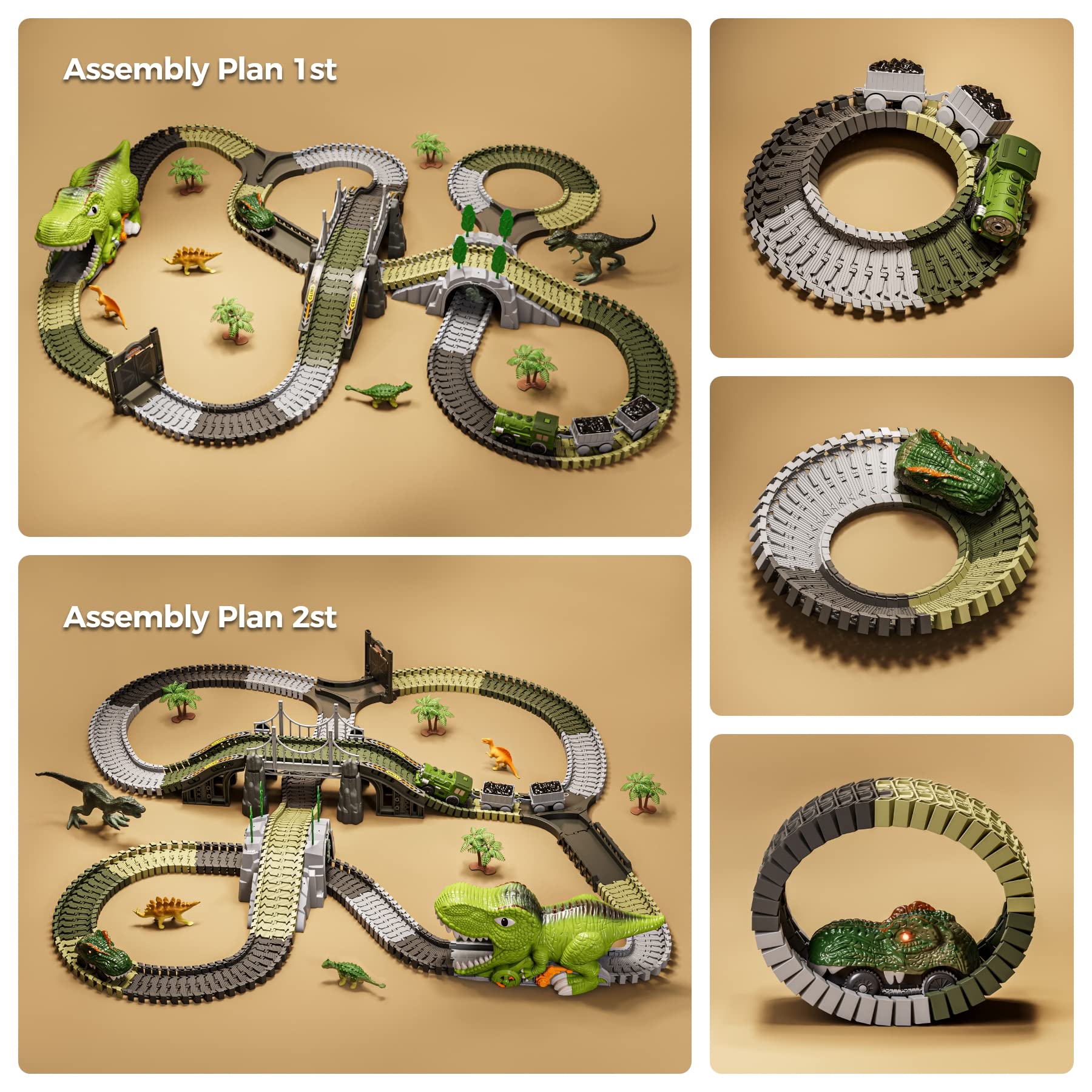 Tumama Kids dinosaur figures spark imaginative stories during races.