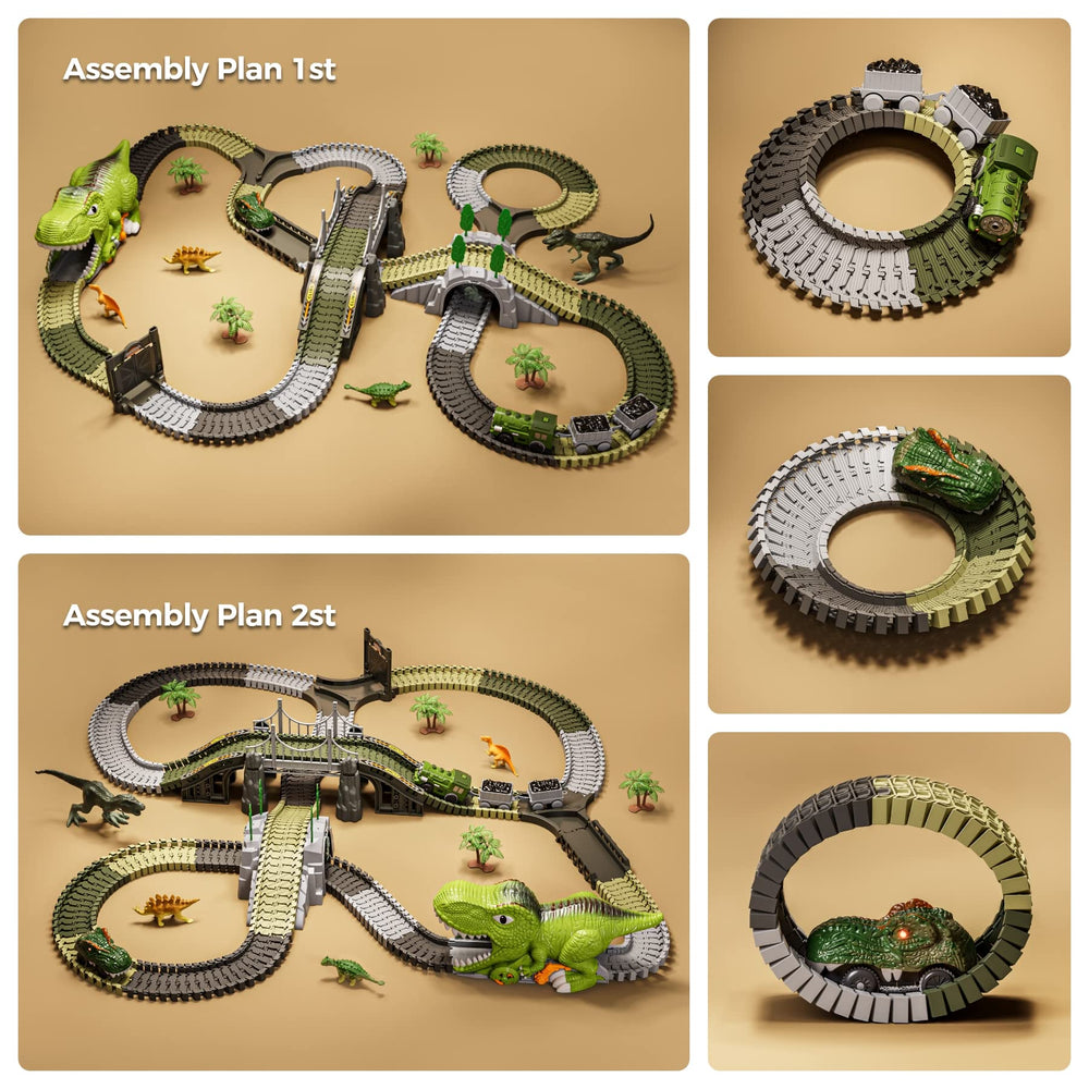 Tumama Kids dinosaur figures spark imaginative stories during races.