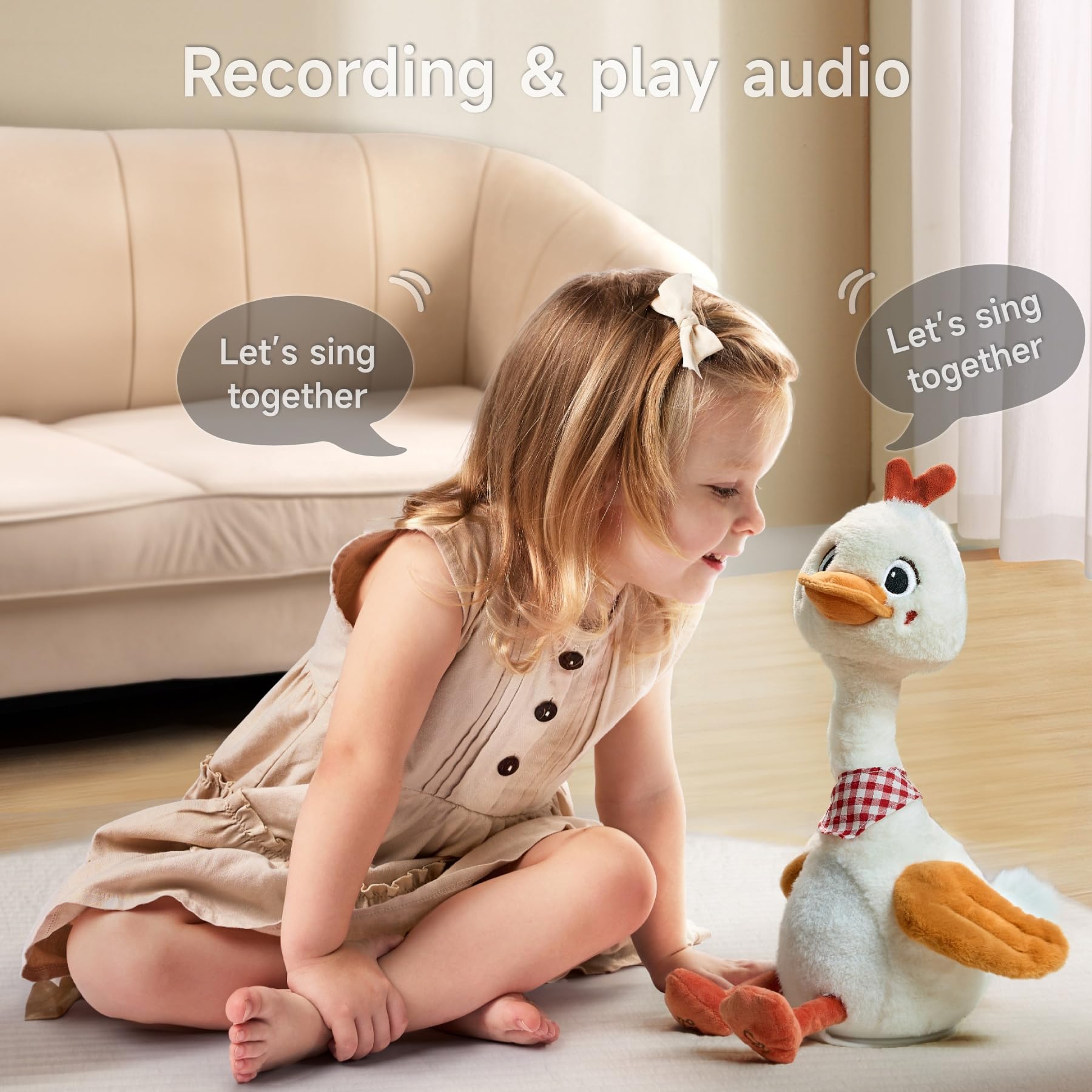 TUMAMA KIDS soft plush duck is gentle on touch and easy to clean