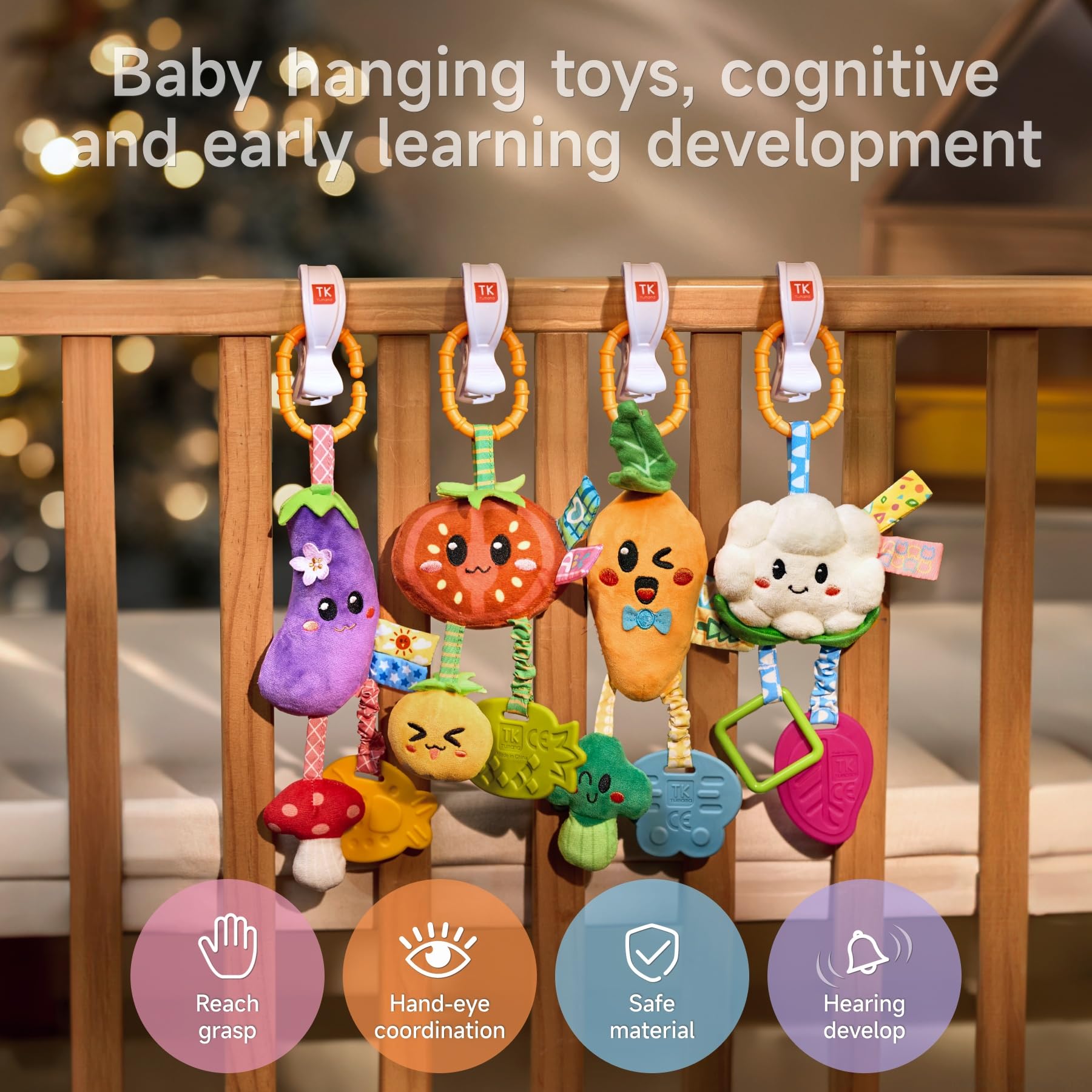 TUMAMA KIDS broccoli plush toy engages visual tracking with bright colors
