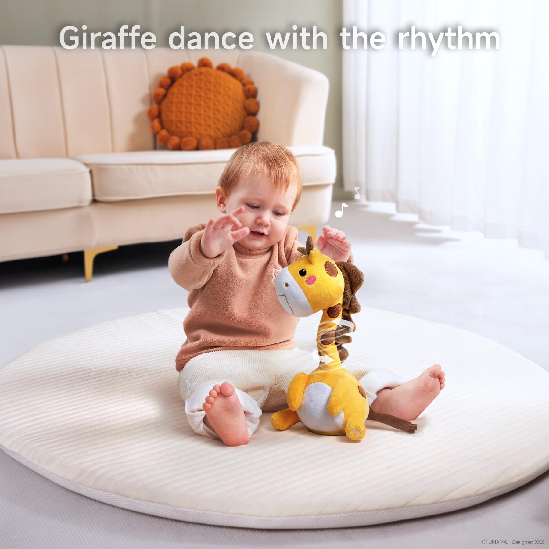 Soft plush material provides a safe, cuddly tactile experience.