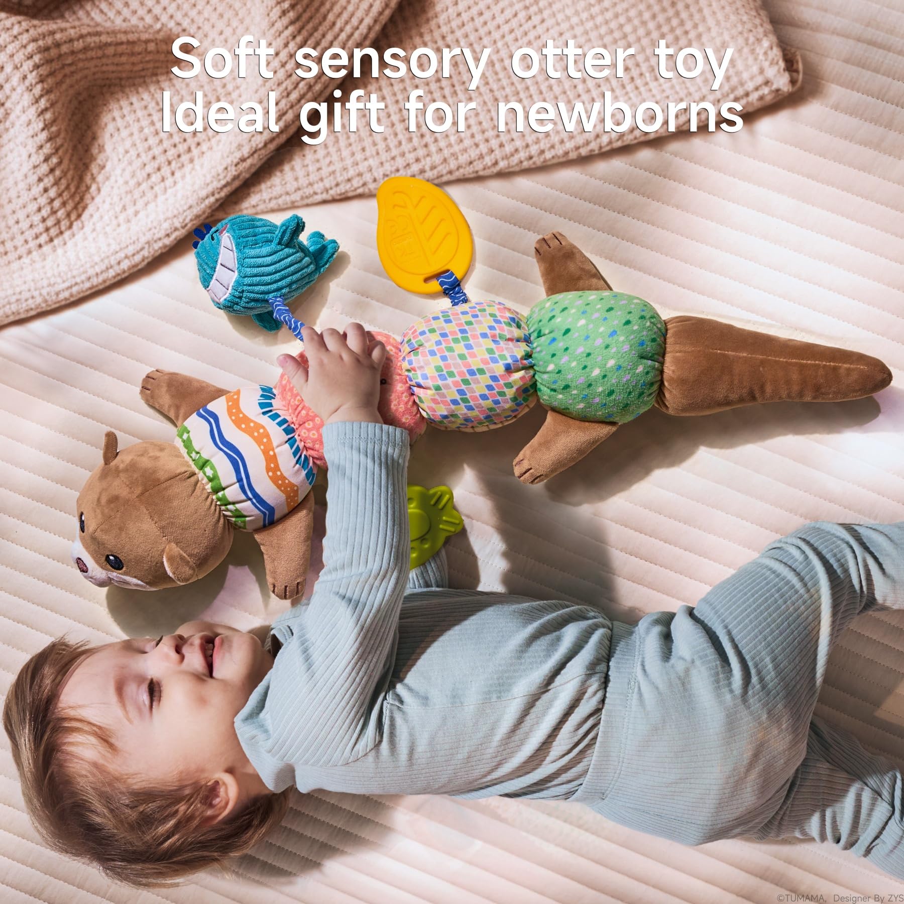 TUMAMA Kids soft plush otter close-up highlights gentle texture for soothing play