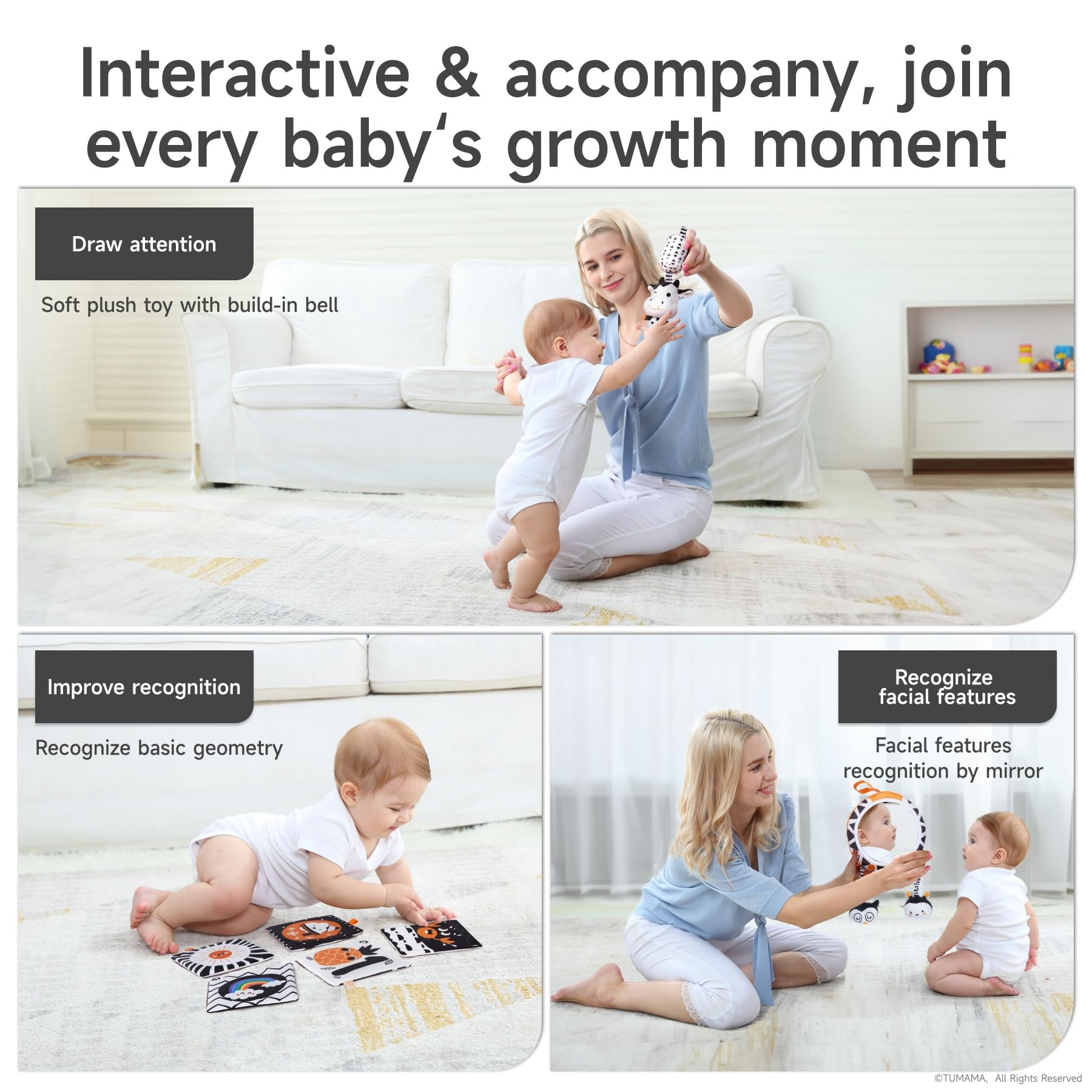 TUMAMA KIDS versatile clips enable easy attachment to stroller or car seat.