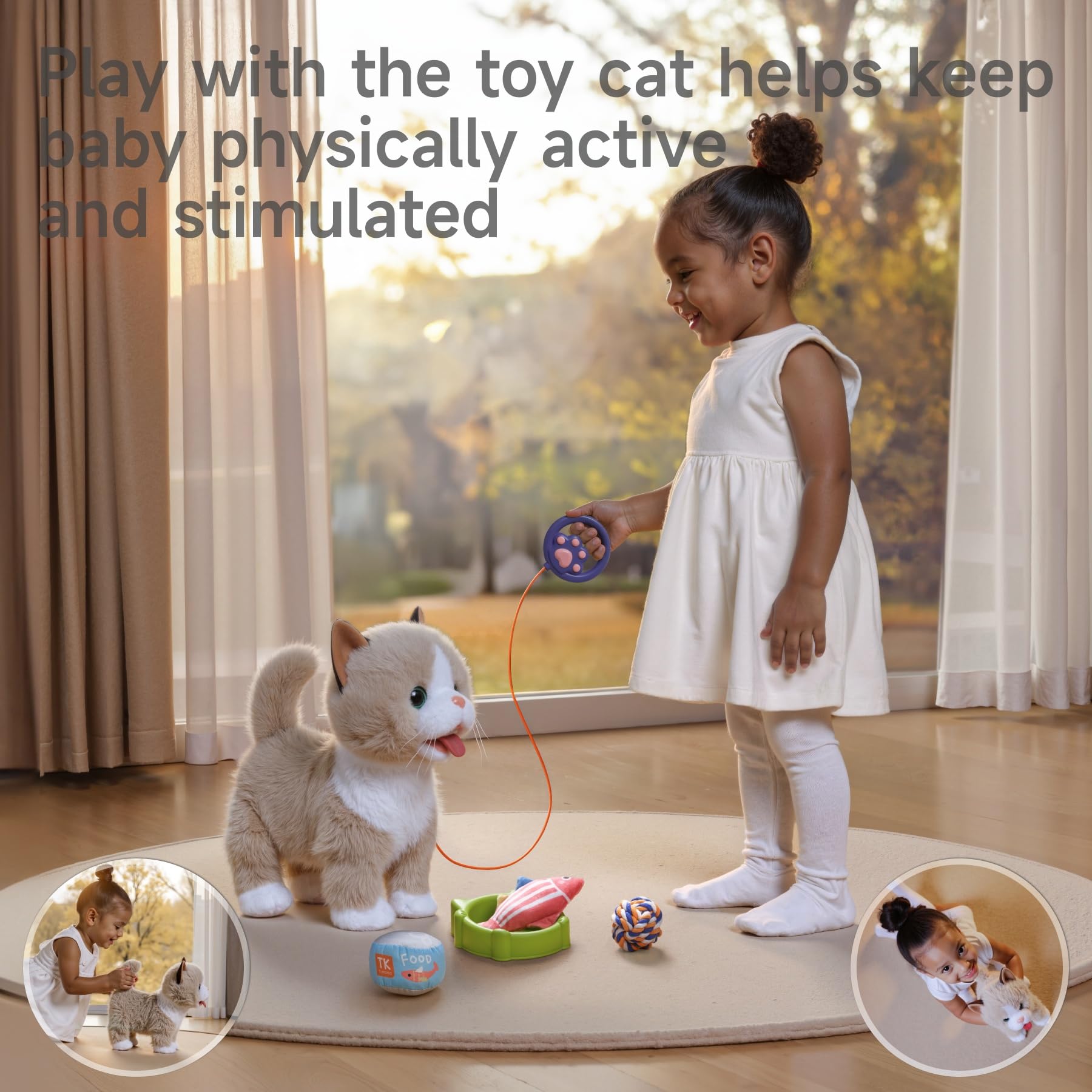 TUMAMA Kids Tail-Wagging Cat in dynamic motion for interactive pretend play