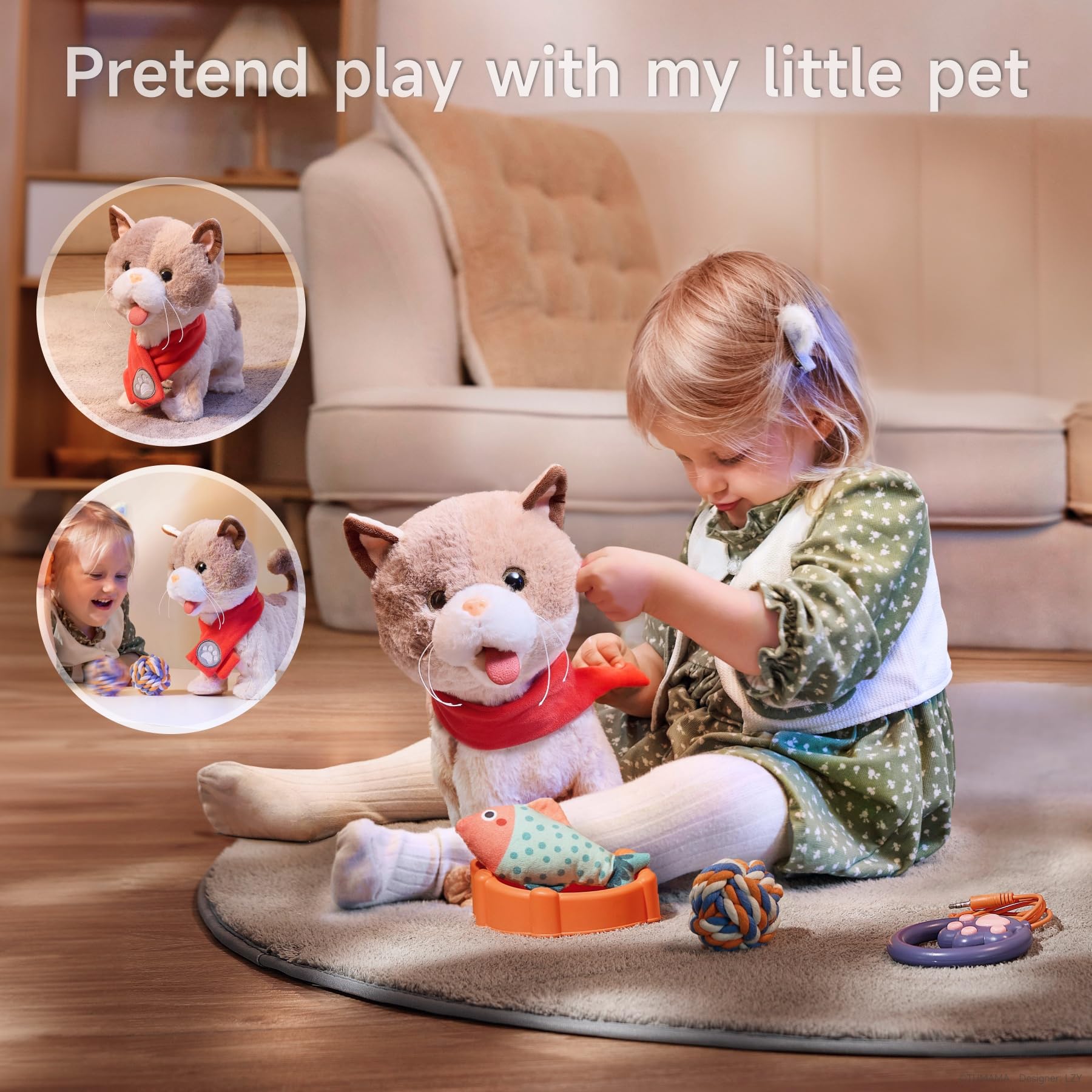 TUMAMA KIDS Toy Cat sticks out its tongue for playful gestures.