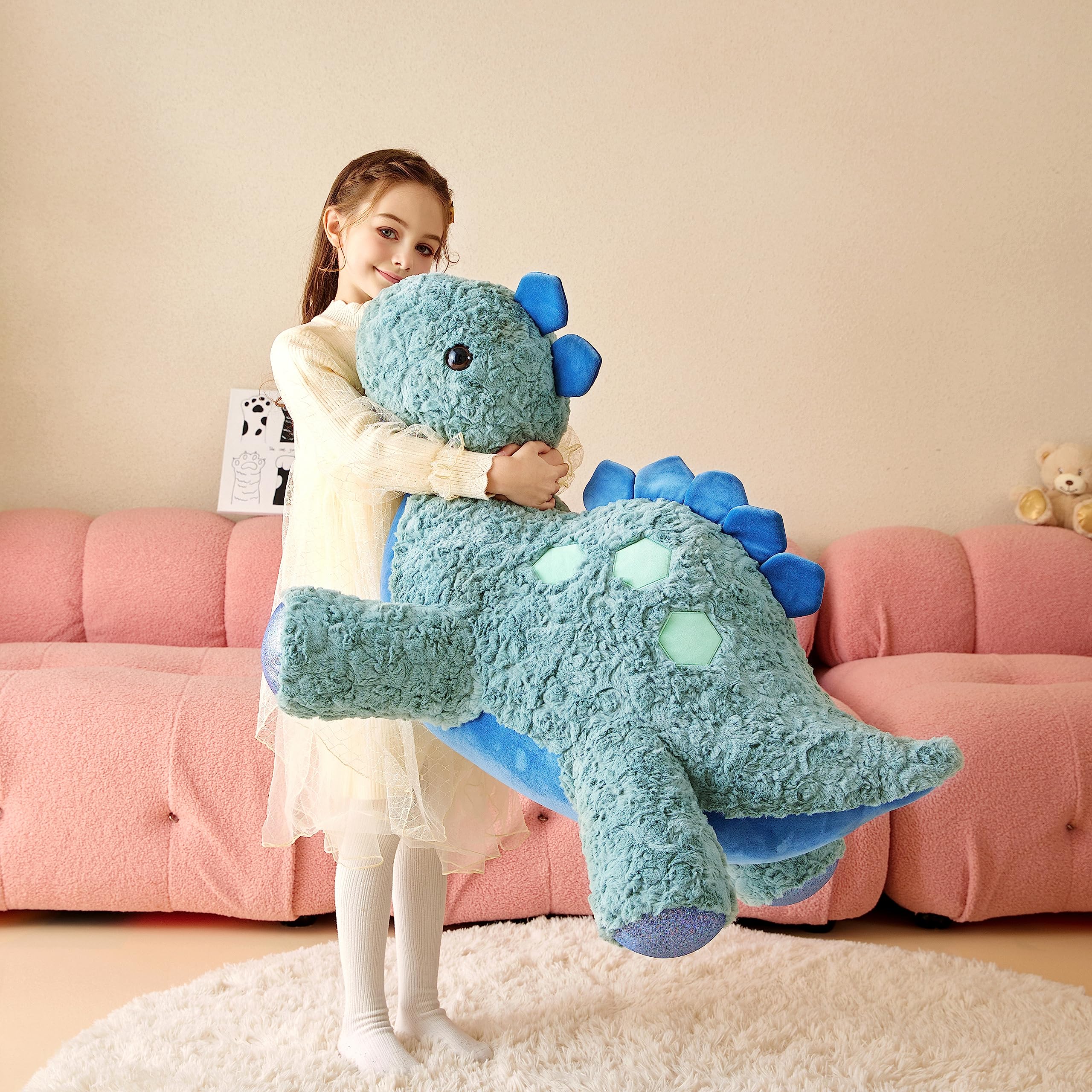 Tumyay Giant Stegosaurus Plush fabric details show luxury softness and durability.
