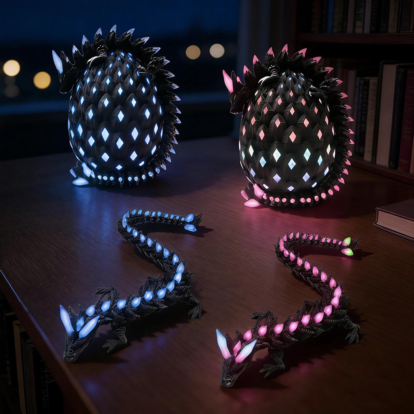 Tungole dragon egg glow in the dark enhances desk ambiance with vivid illumination.