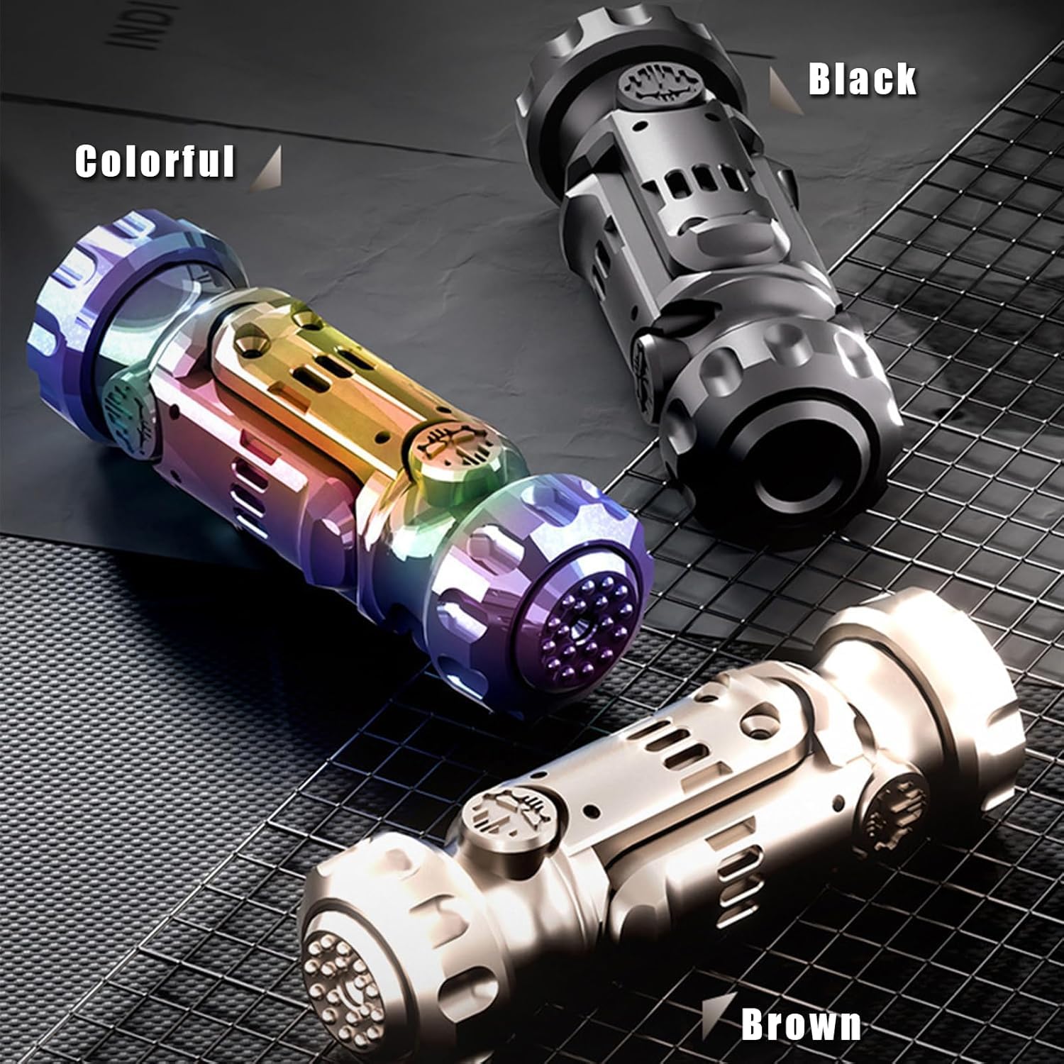 Tungsten Steel Fidget Gun Toy black finish adds sleek look.