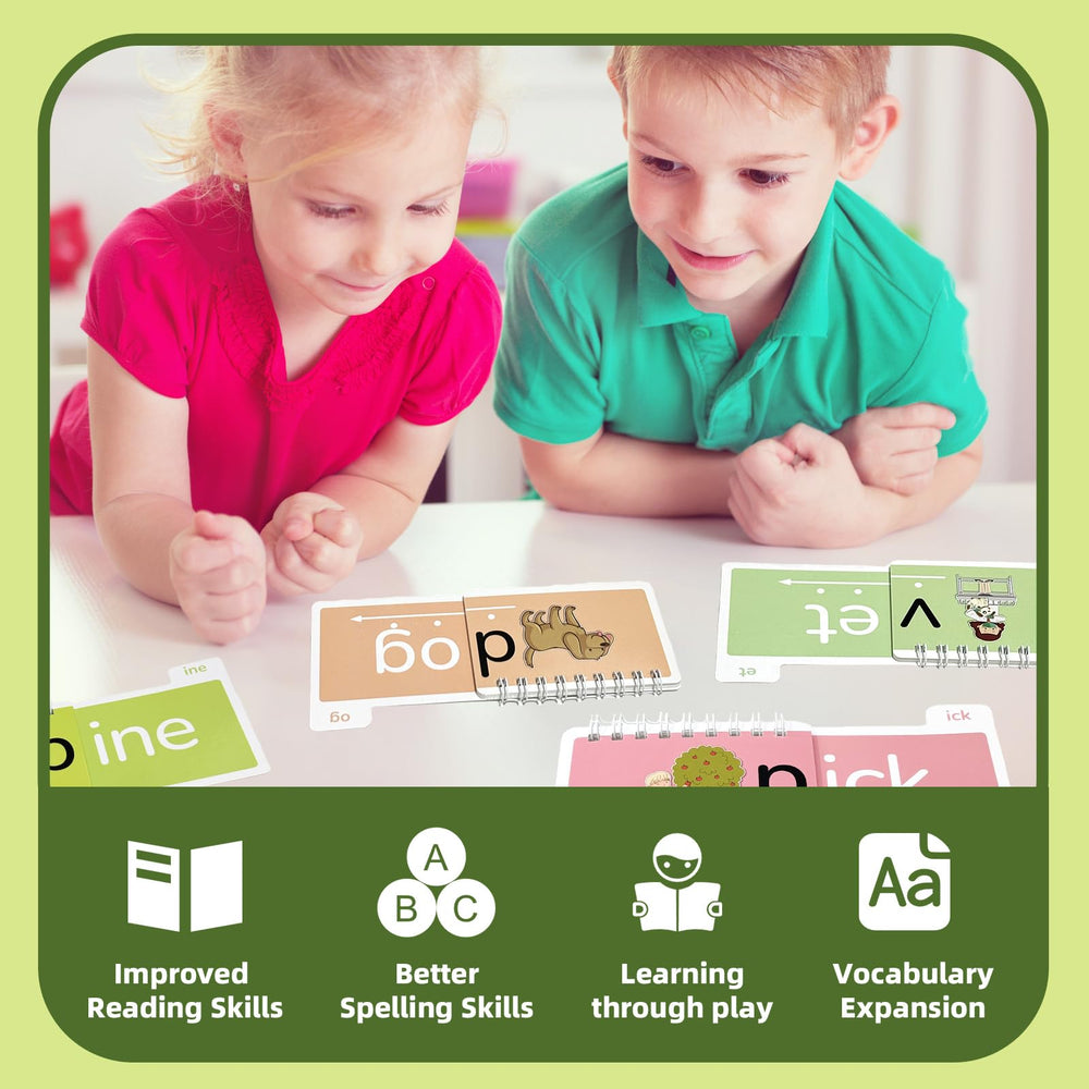 TUNJEJINY Colorful phonics flash cards support interactive learning and retention.