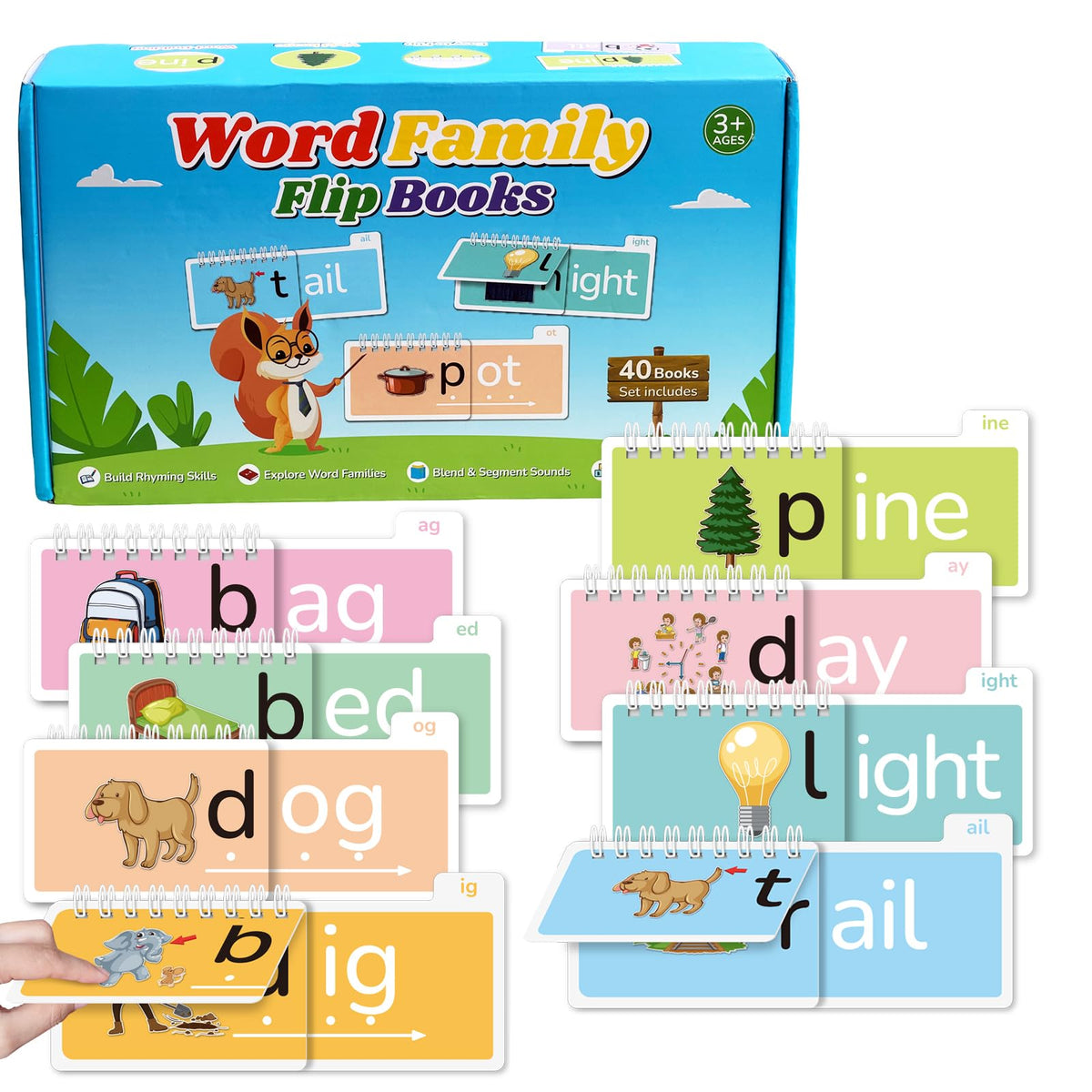TUNJEJINY Word Family Flip Book cover with vibrant art for early readers.