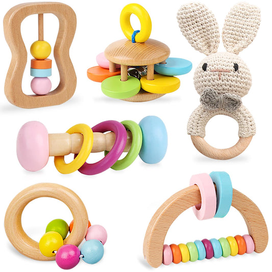 TUOWITA bunny crochet rattle helps little hands explore textures and sounds.