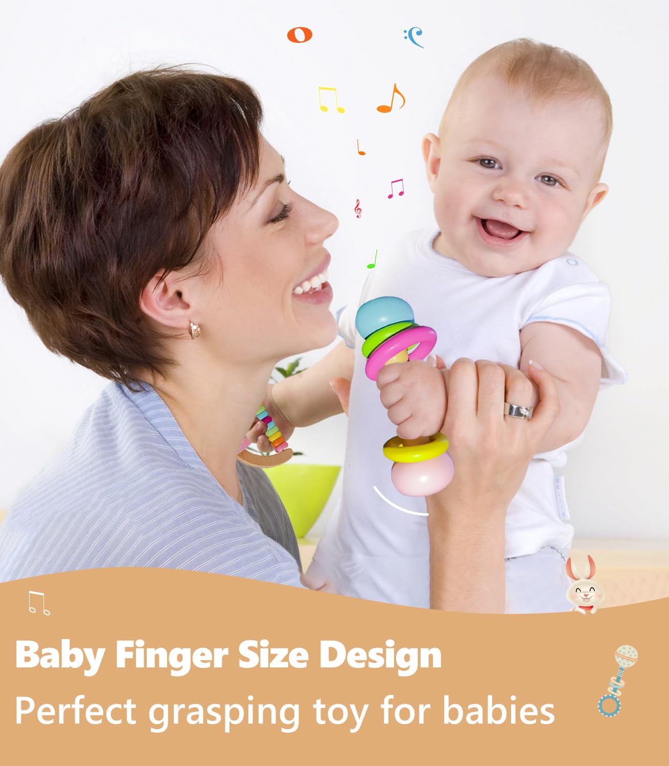 TUOWITA petal rattle features bright colors for visual tracking.