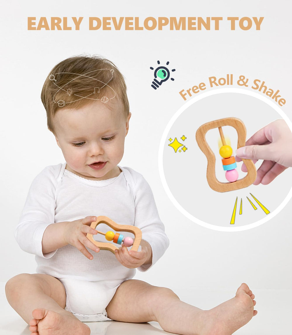 TUOWITA ring rattle promotes hand-eye coordination through shaking play.