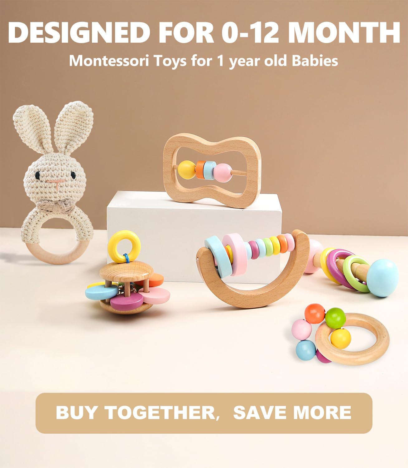 TUOWITA semicircle rattle combines color and shape for early sensory discovery.