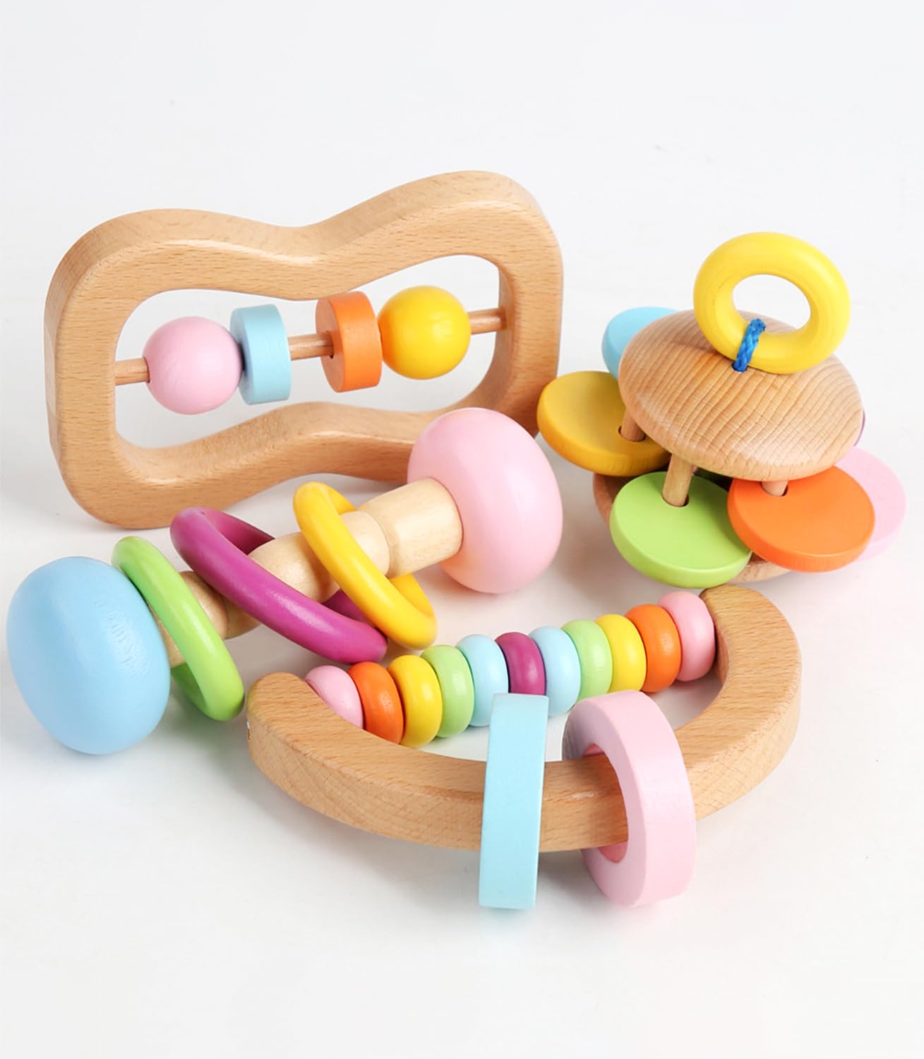 TUOWITA wooden teether provides a safe, natural chew option during teething.