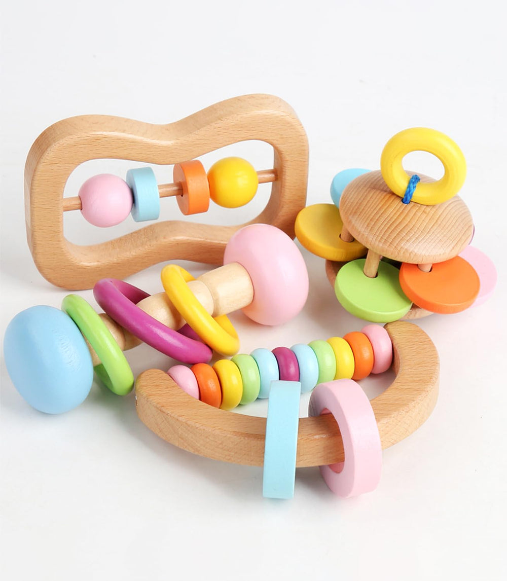 TUOWITA wooden teether provides a safe, natural chew option during teething.