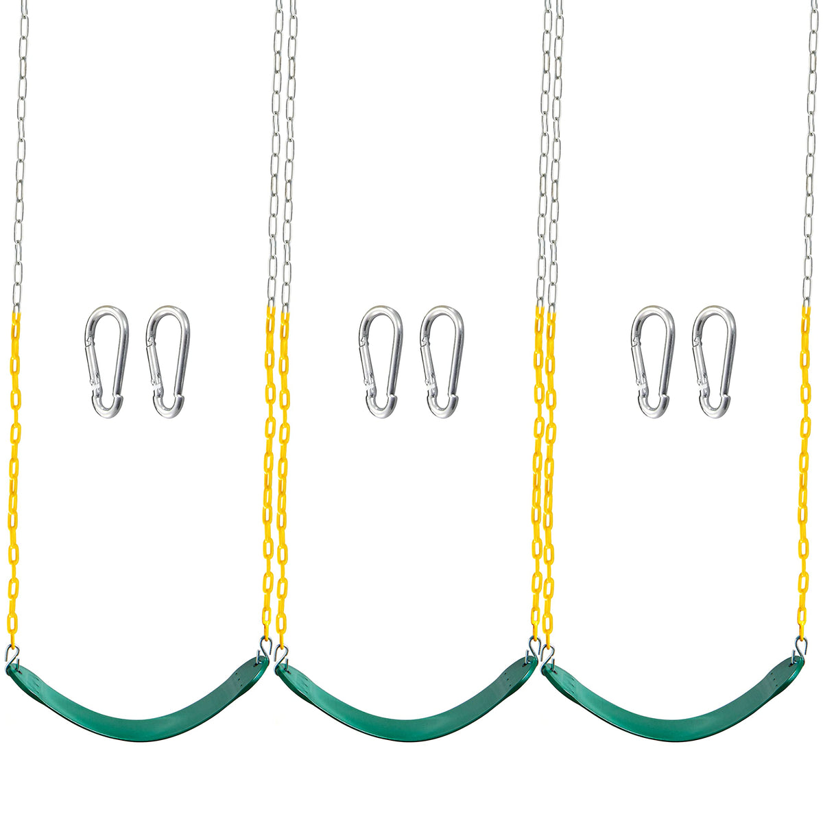TURFEE green swing seat 3-pack ready for backyard fun and easy setup.