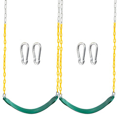 TURFEE green swing seat with 66inch chain for durable backyard fun.