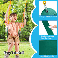 TURFEE swing set with included snap hooks for quick installation.