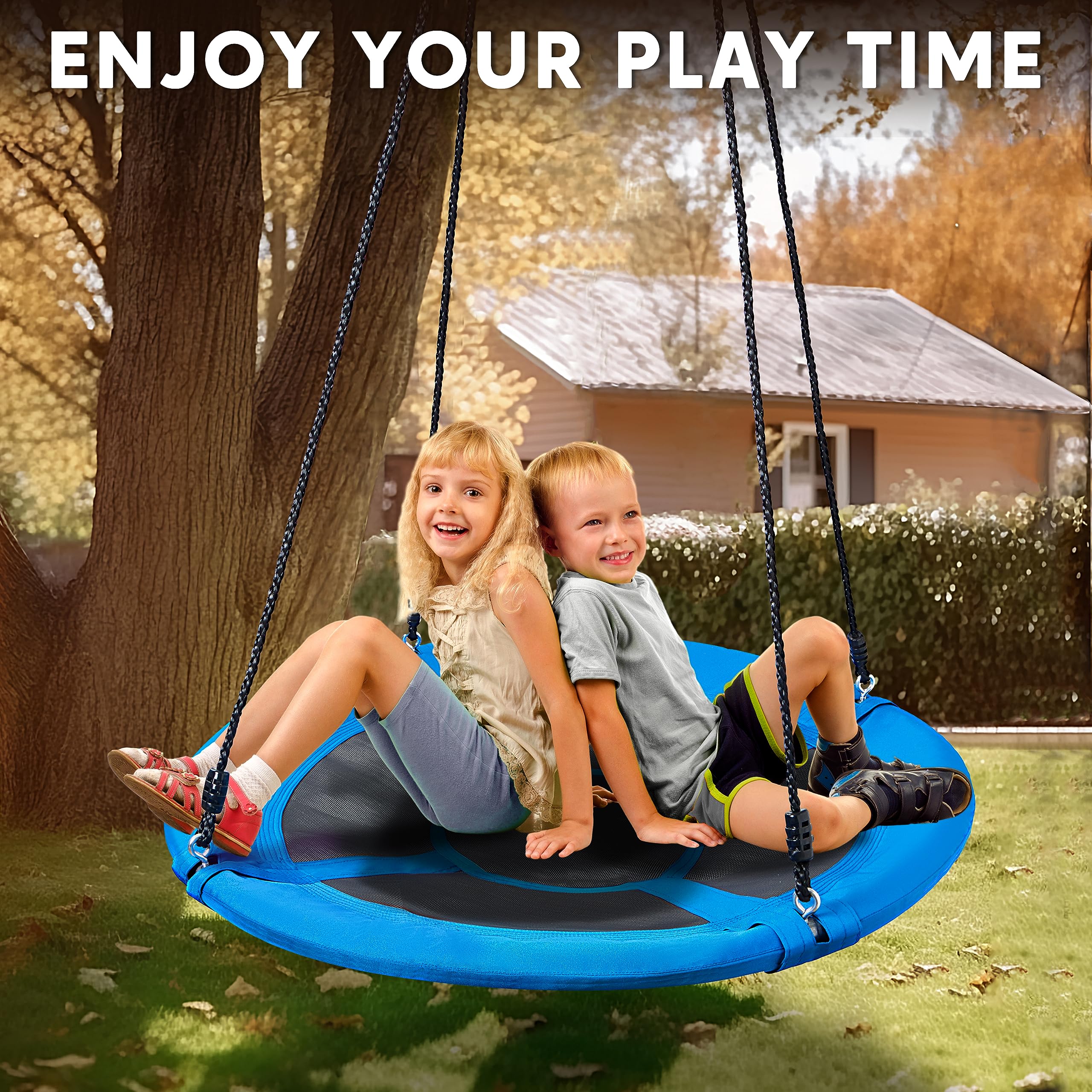 TURFEE saucer tree swing blue safety-tested design for peace of mind