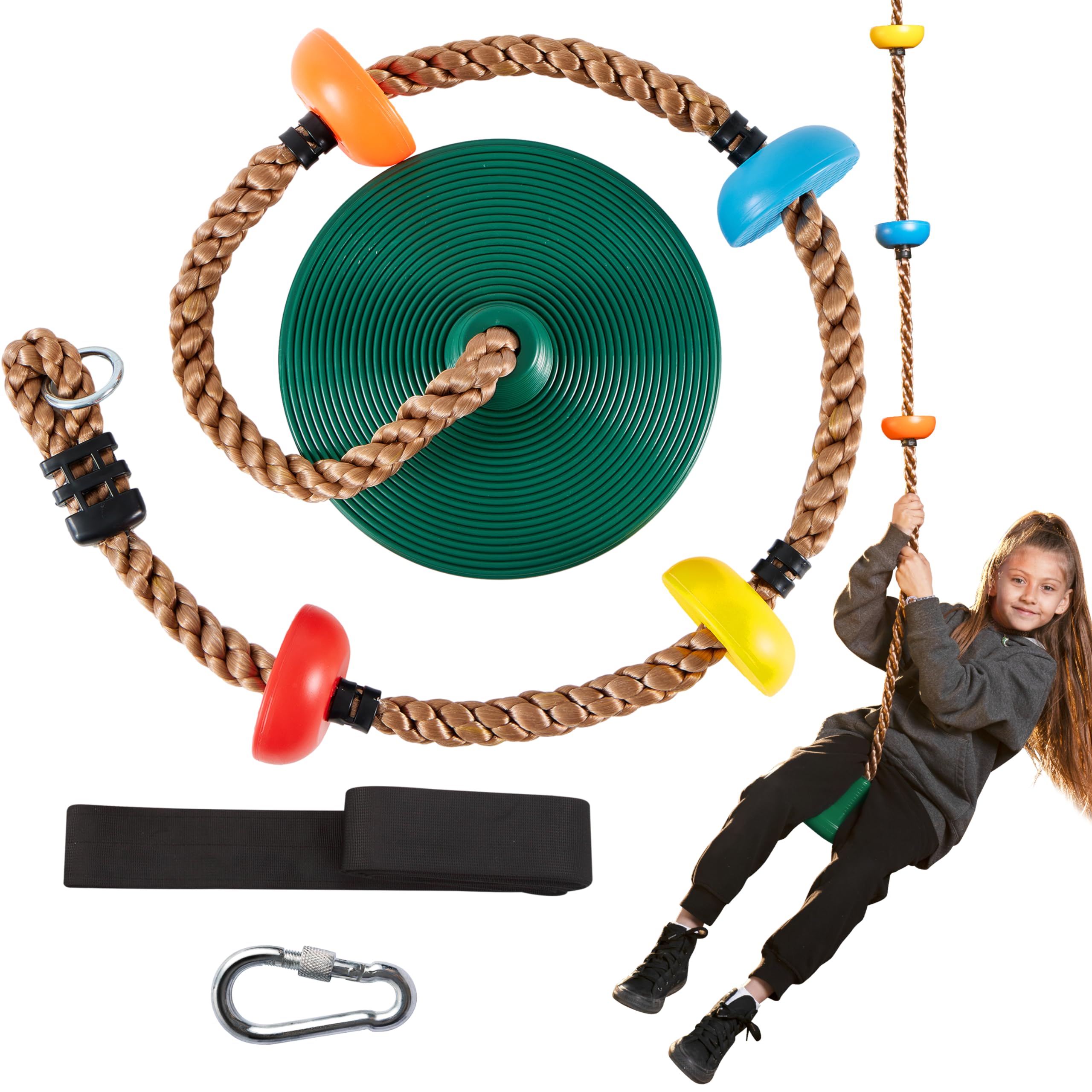 TURFEE disc-seat tree swing in green for durable outdoor play