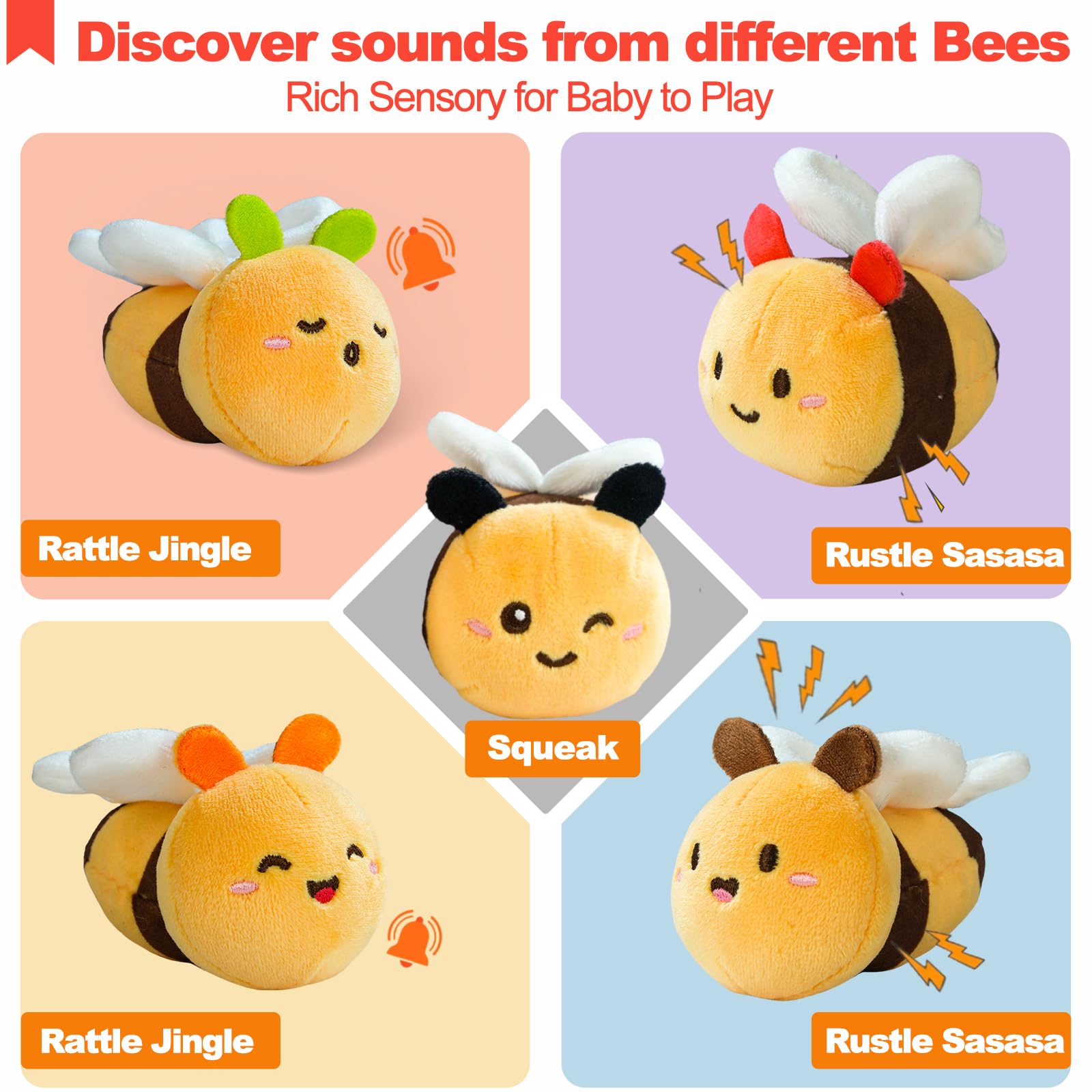 TURKIDS Beehive bees produce rattles, crinkles, and squeaks to engage senses.