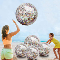 TURNMEON 5pc beach ball set with 24-inch glitter balls for outdoor fun.