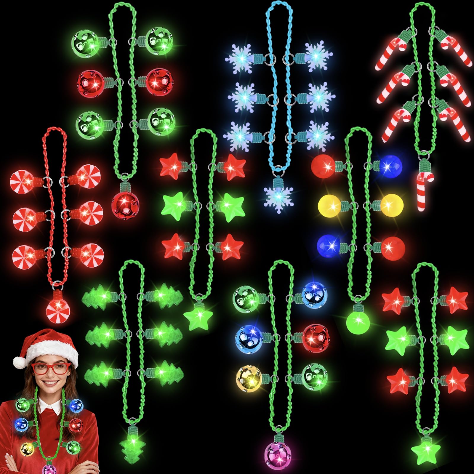TURNMEON 9-pack star pendant necklace for festive photos and party visibility