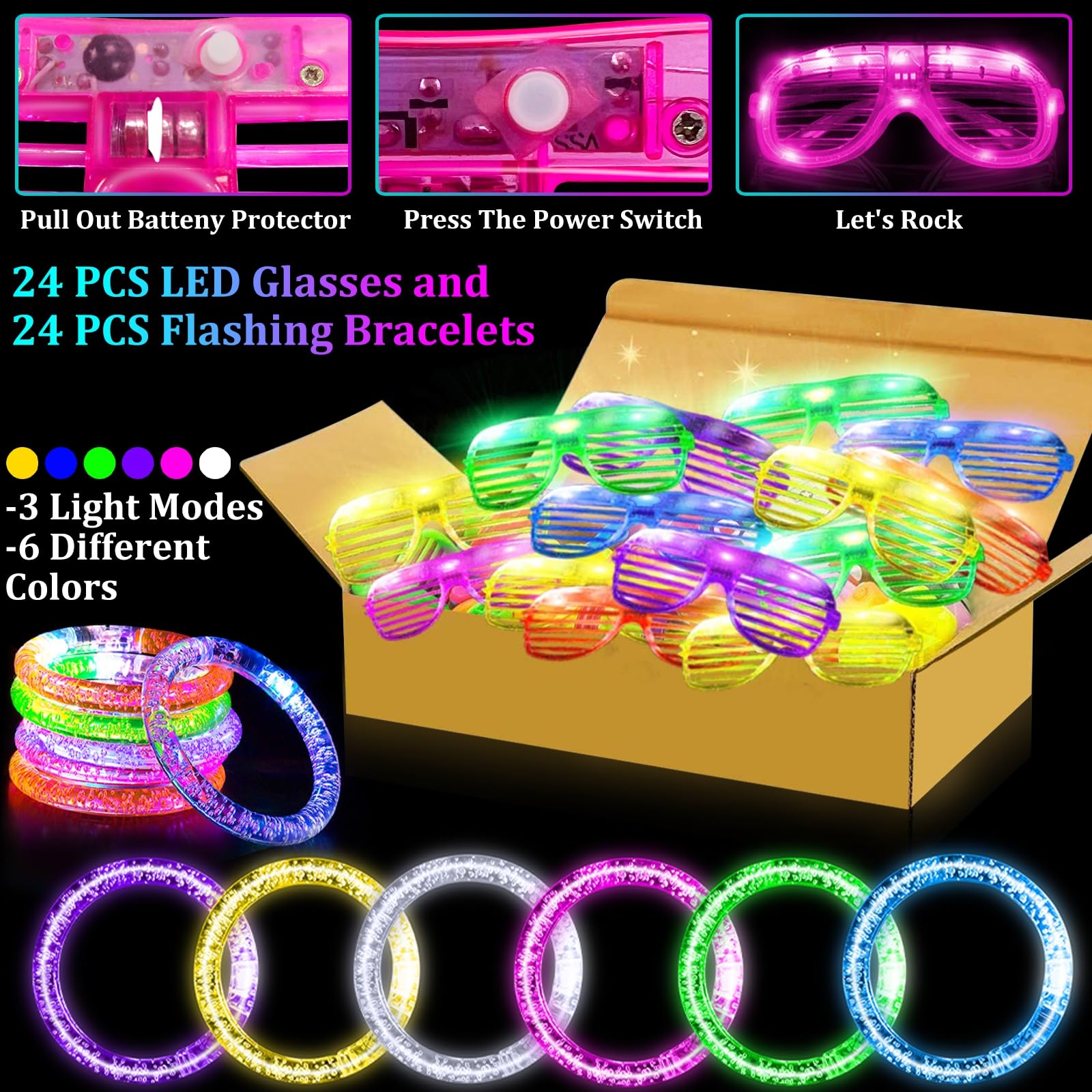 TURNMEON flashing bracelets—colorful wrist accessories with fast/slow modes for dancing.