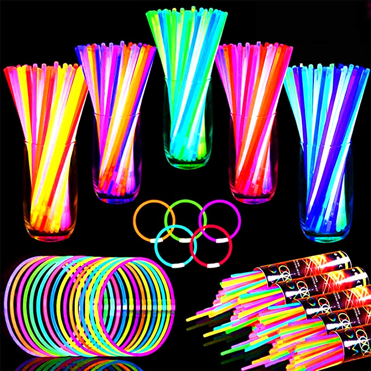 TURNMEON glow sticks in bright colors for vibrant night party fun.
