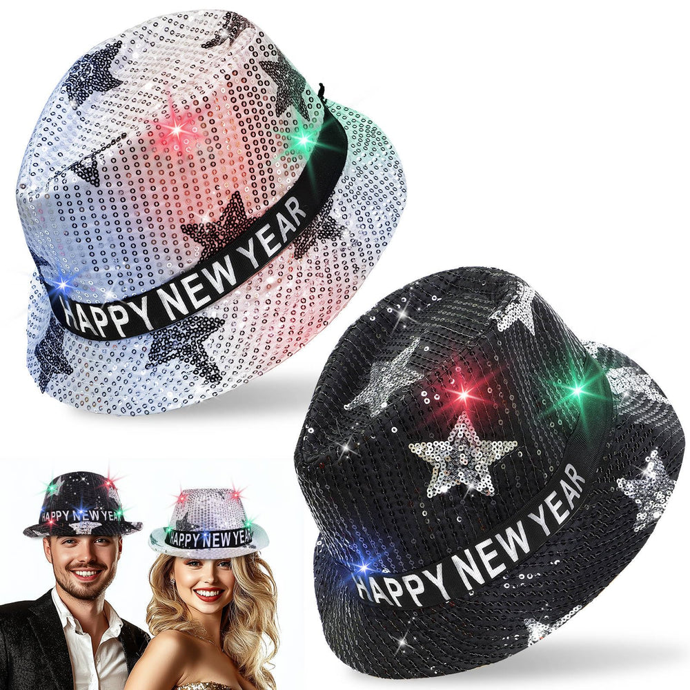 TURNMEON Happy New Year Hat black LED close-up for party photos