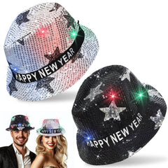 TURNMEON Happy New Year Hat black LED close-up for party photos