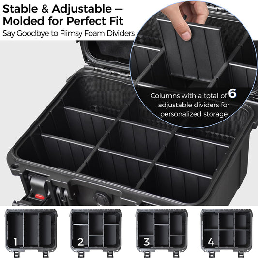 Inside view with adjustable dividers for card organization