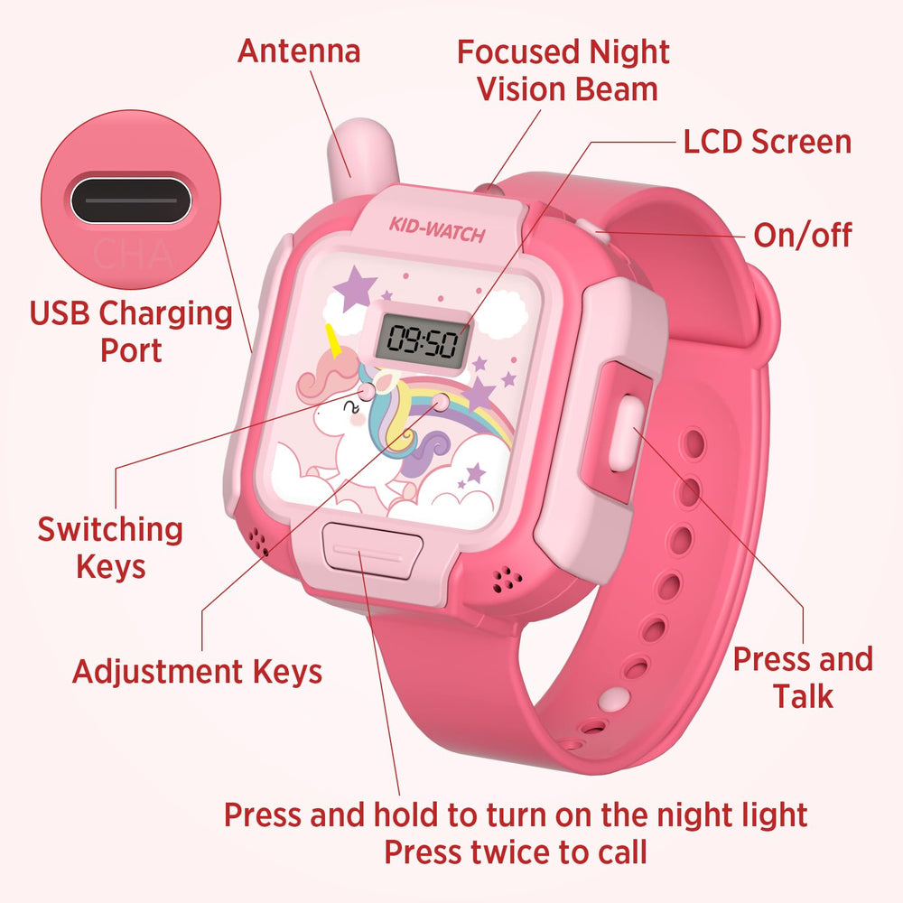 Turoytip walkie talkie with flashlight aids nighttime play