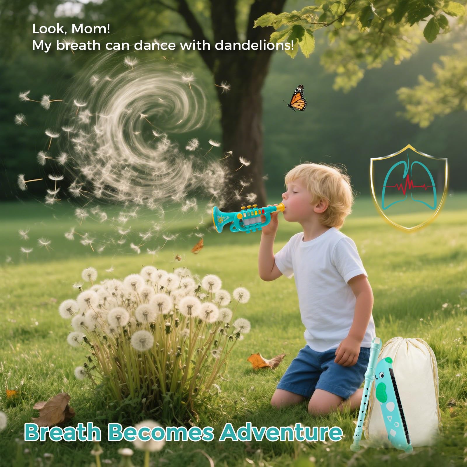 TUSALMO kid harmonica designed for breath control and learning fun.