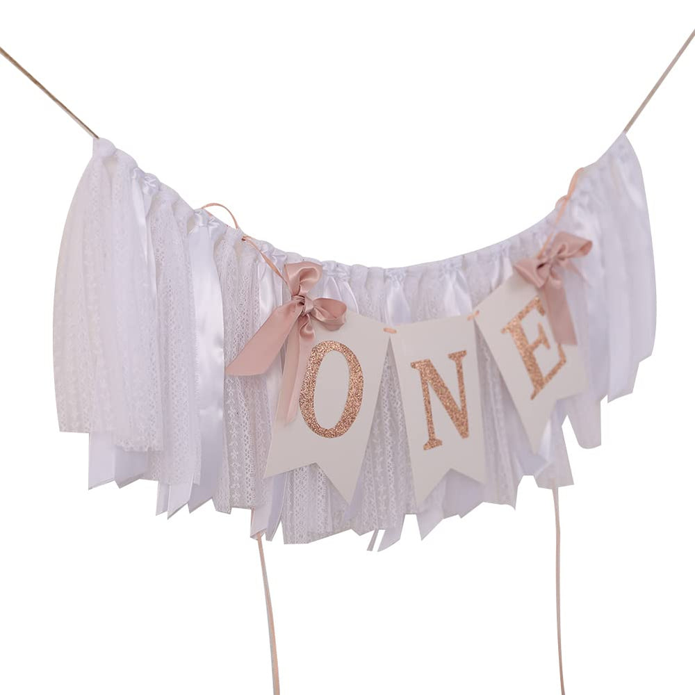 Tutotu baby party banner rose gold blush white complements pastel themes and stays durable